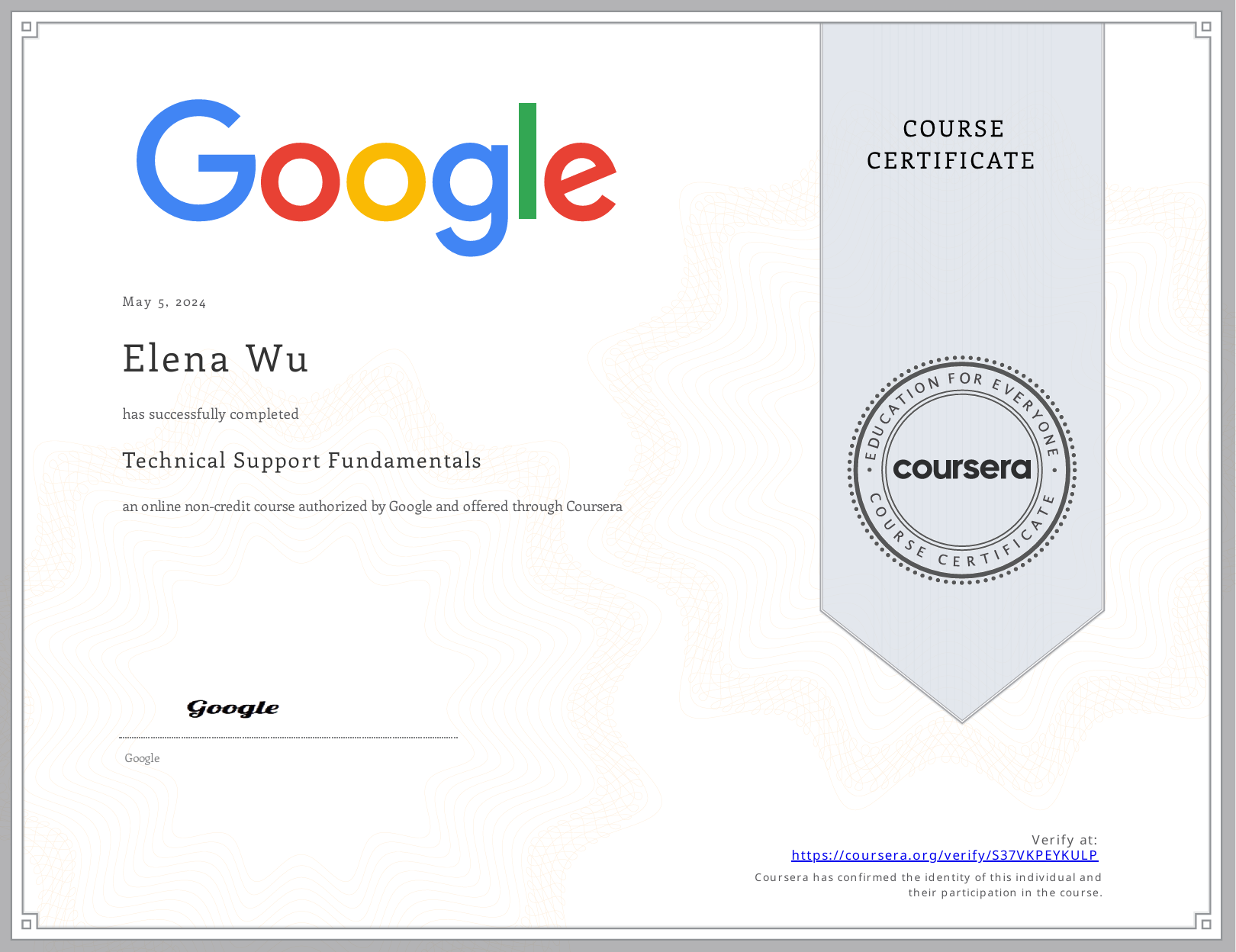 Certificate_Google IT Support